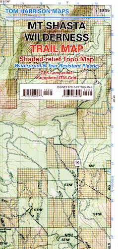 Mt Shasta Wilderness Trail Map Tom Harrison Maps