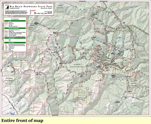 Big Basin Redwoods State Park Annotated Trail Map | Redwood Hikes Press inside image