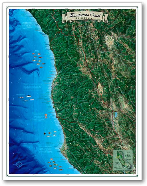 Mendocino Coast Map, Coastal California Series | Bluewater Maps