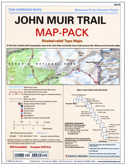 John Muir Trail Map-Pack by Tom Harrison