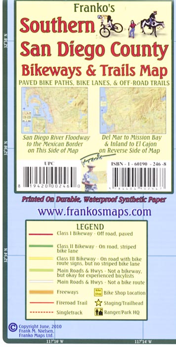 Southern San Diego County Bikeways & Trails Map | Franko’s Maps