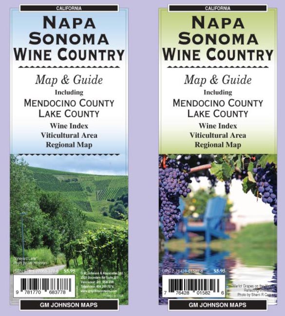 Napa Sonoma Wine Country Map & Guide Including Mendocino & Lake County Wineries | GM Johnson Maps
