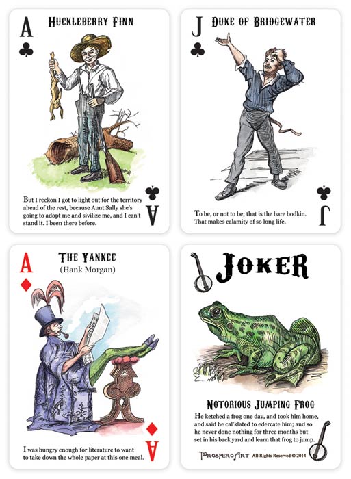 Mark Twain Playing Cards by Prospero Art, Illustrations by Jan Padover inside image