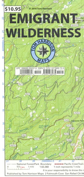 Emigrant Wilderness Trail Map by Tom Harrison