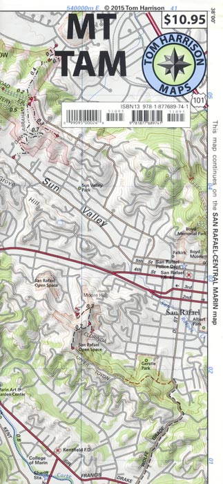 Mt. Tamalpais Trail Map by Tom Harrison