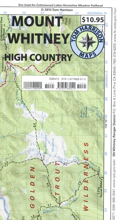 Mt. Whitney High Country Trail Map by Tom Harrison