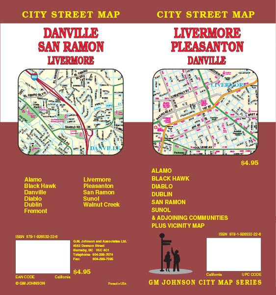 Livermore/Pleasanton/San Ramon/Danville City Street Map | G.M. Johnson Maps