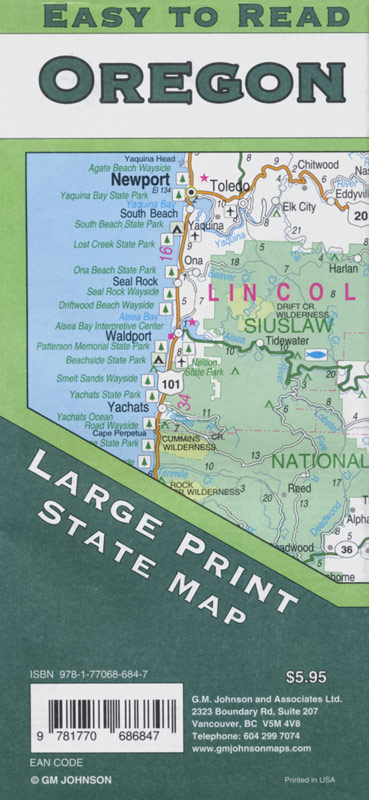Oregon Large Print Road Map | GM Johnson Maps